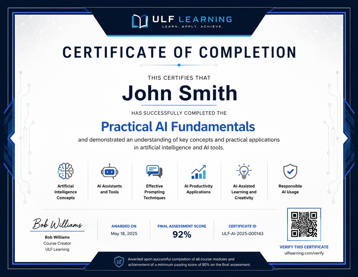 ULF Learning Certificate of Completion